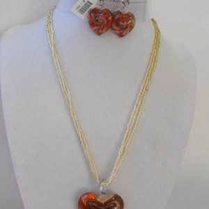 MURANO GLASS NECKLACE & EARRINGS, UNEA ITALIA